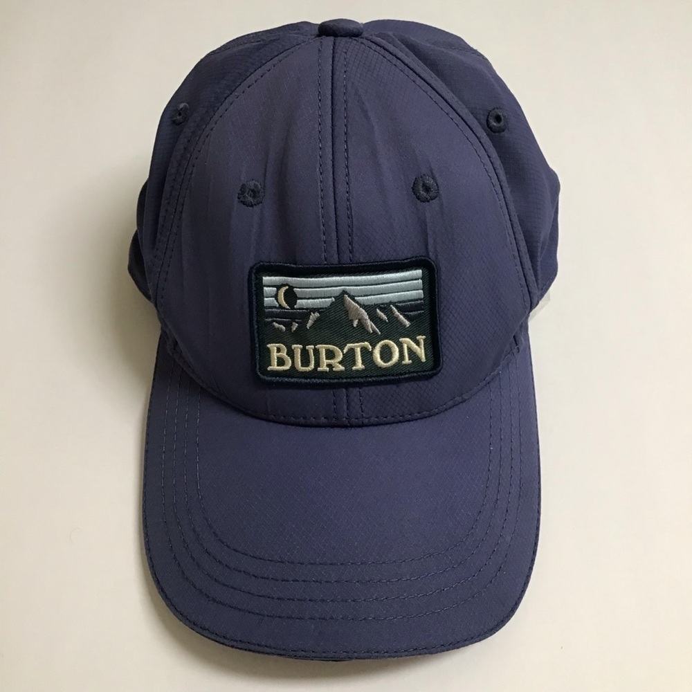 Burton Snowboards Vermont Hat Blue Green Mountain Adjust Strap 100% Poly Ski Cap